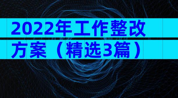 2022年工作整改方案（精选3篇）