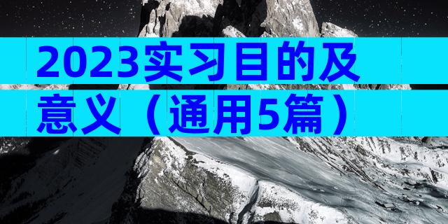 2023实习目的及意义（通用5篇）
