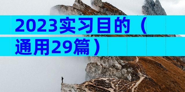2023实习目的（通用29篇）