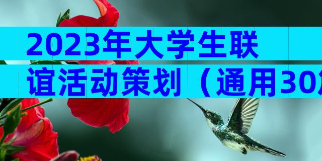 2023年大学生联谊活动策划（通用30篇）