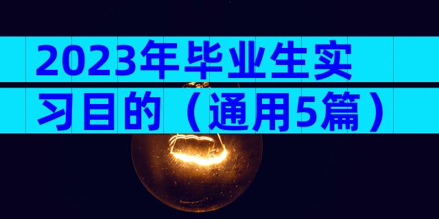 2023年毕业生实习目的（通用5篇）