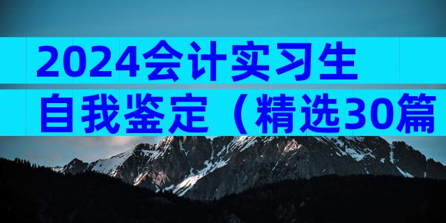 2024会计实习生自我鉴定（精选30篇）