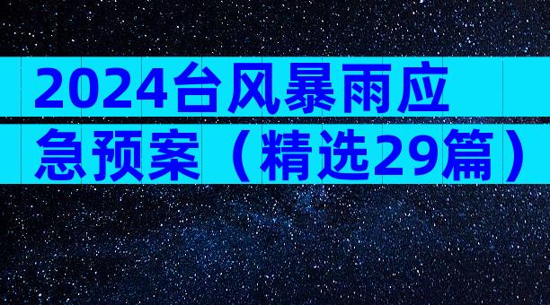 2024台风暴雨应急预案（精选29篇）