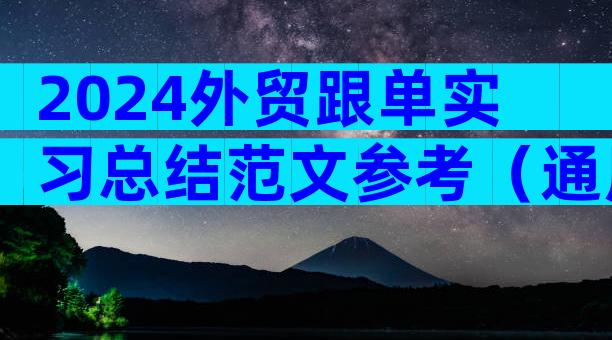 2024外贸跟单实习总结范文参考（通用6篇）