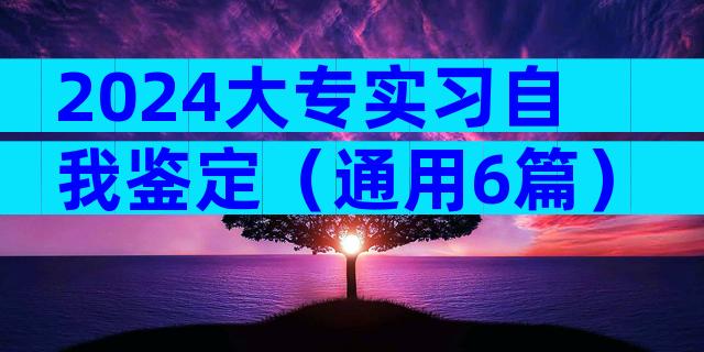 2024大专实习自我鉴定（通用6篇）