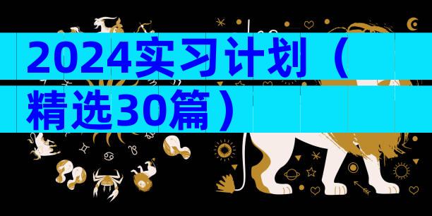 2024实习计划（精选30篇）