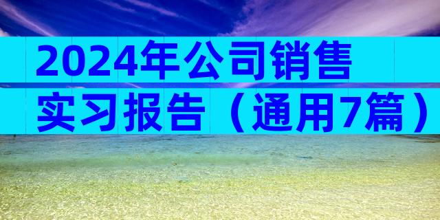 2024年公司销售实习报告（通用7篇）