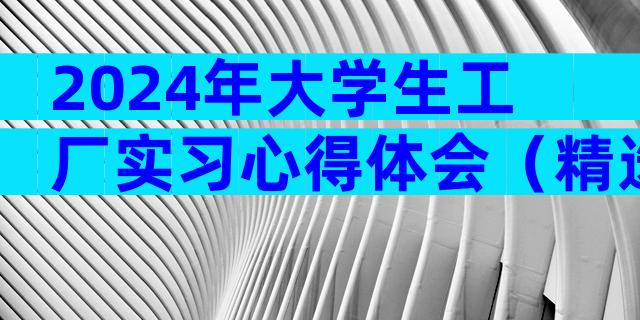 2024年大学生工厂实习心得体会（精选9篇）