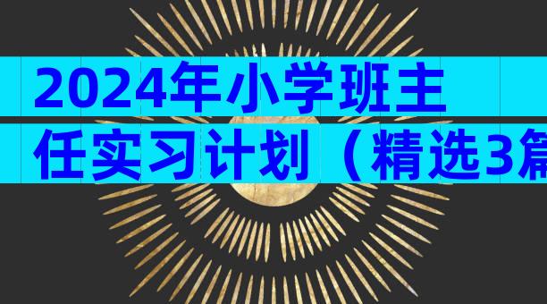 2024年小学班主任实习计划（精选3篇）