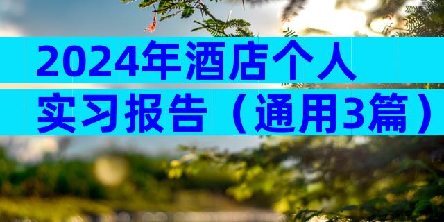 2024年酒店个人实习报告（通用3篇）