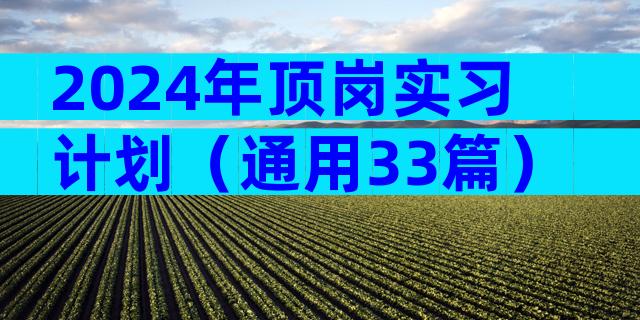 2024年顶岗实习计划（通用33篇）