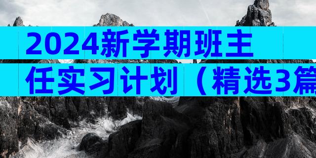 2024新学期班主任实习计划（精选3篇）