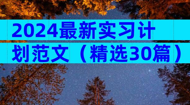 2024最新实习计划范文（精选30篇）