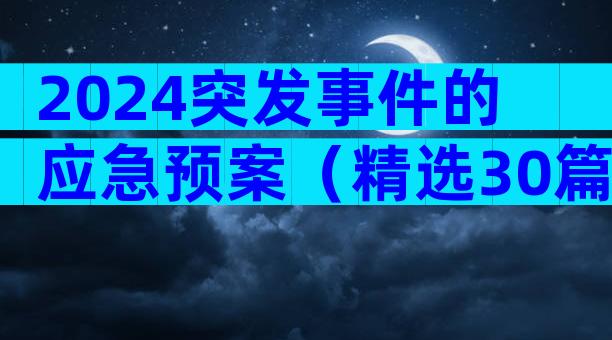 2024突发事件的应急预案（精选30篇）