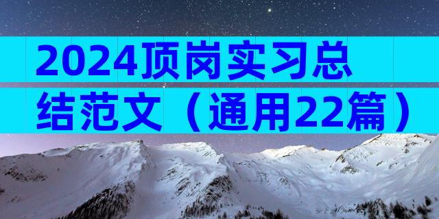 2024顶岗实习总结范文（通用22篇）
