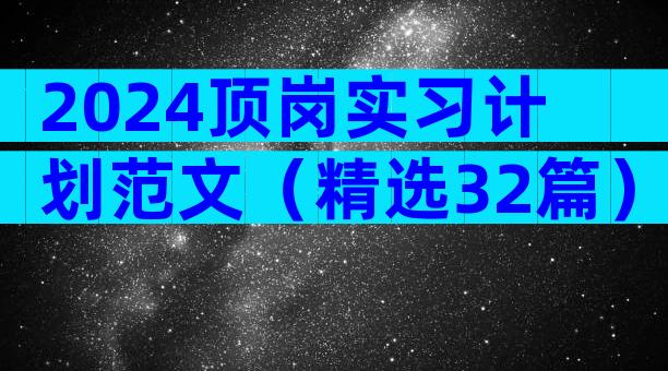 2024顶岗实习计划范文（精选32篇）