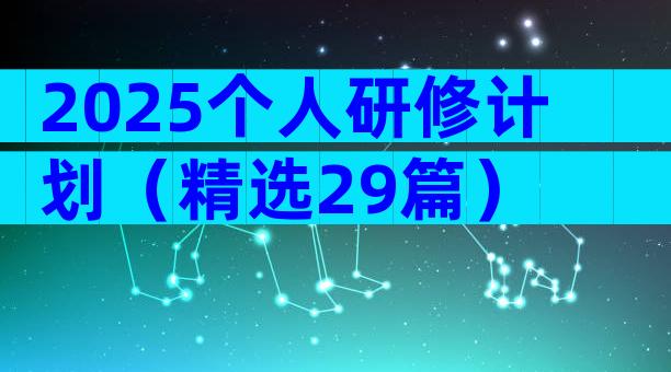 2025个人研修计划（精选29篇）