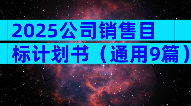 2025公司销售目标计划书（通用9篇）
