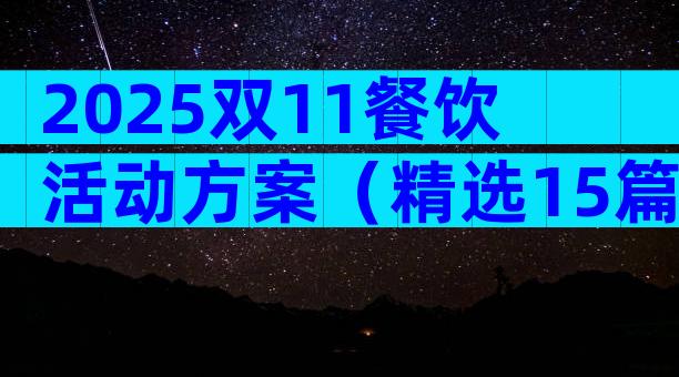 2025双11餐饮活动方案（精选15篇）