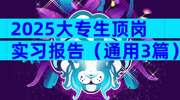 2025大专生顶岗实习报告（通用3篇）