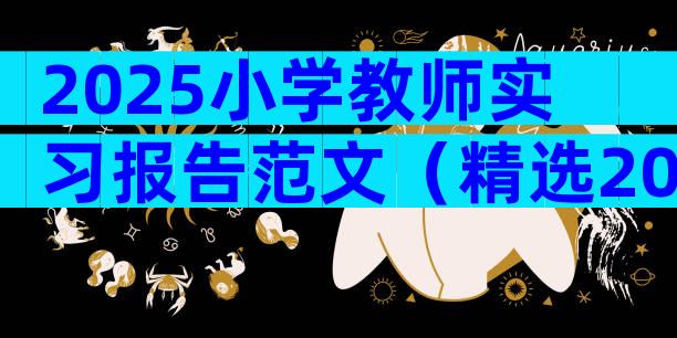 2025小学教师实习报告范文（精选20篇）
