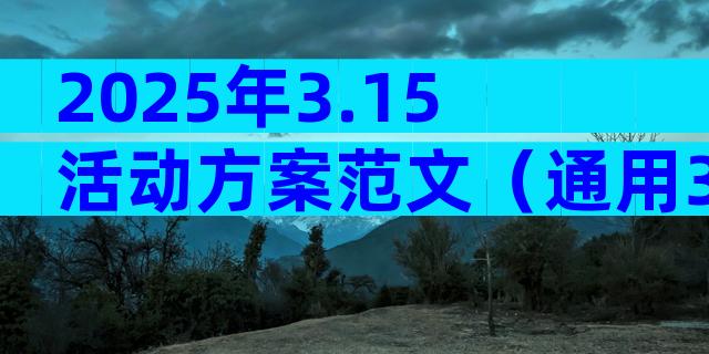 2025年3.15活动方案范文（通用31篇）