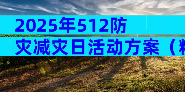 2025年512防灾减灾日活动方案（精选28篇）