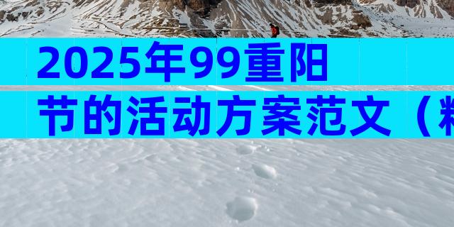 2025年99重阳节的活动方案范文（精选33篇）