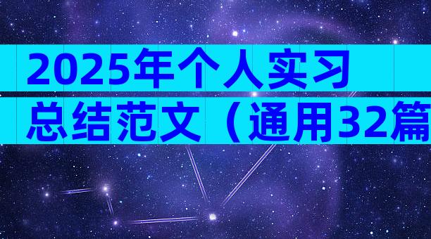 2025年个人实习总结范文（通用32篇）