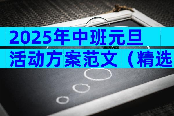 2025年中班元旦活动方案范文（精选8篇）