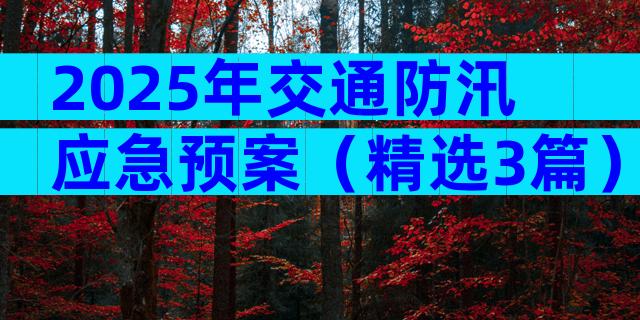 2025年交通防汛应急预案（精选3篇）