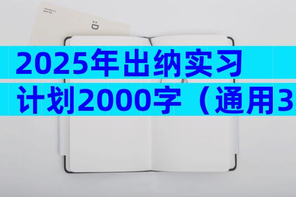 2025年出纳实习计划2000字（通用3篇）