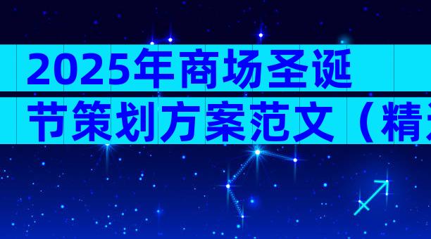 2025年商场圣诞节策划方案范文（精选7篇）