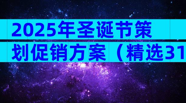 2025年圣诞节策划促销方案（精选31篇）