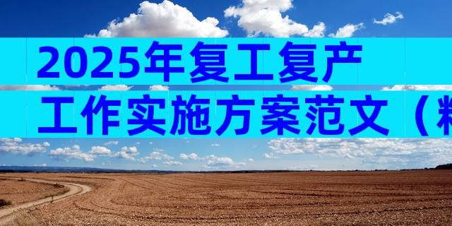 2025年复工复产工作实施方案范文（精选5篇）