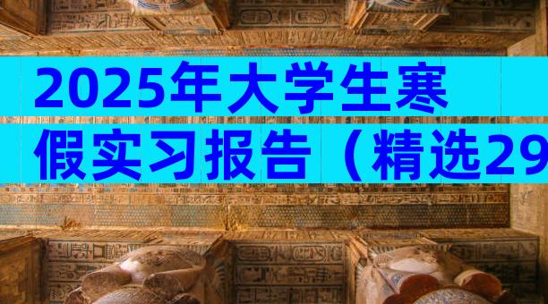 2025年大学生寒假实习报告（精选29篇）
