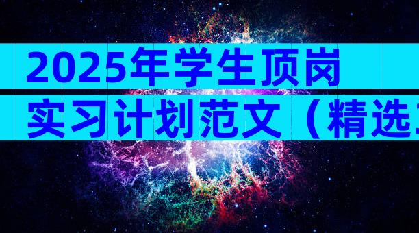2025年学生顶岗实习计划范文（精选33篇）