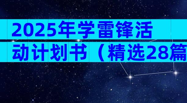 2025年学雷锋活动计划书（精选28篇）