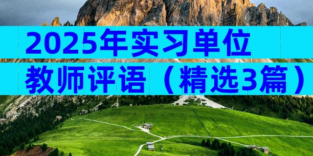 2025年实习单位教师评语（精选3篇）