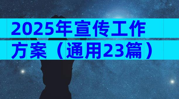 2025年宣传工作方案（通用23篇）