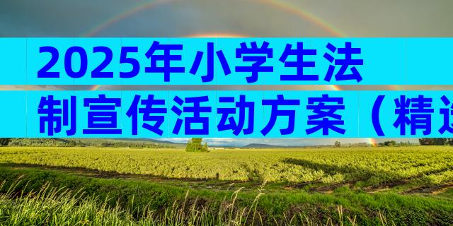 2025年小学生法制宣传活动方案（精选30篇）