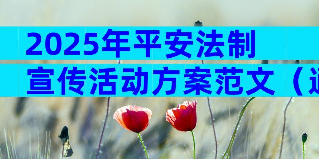 2025年平安法制宣传活动方案范文（通用28篇）