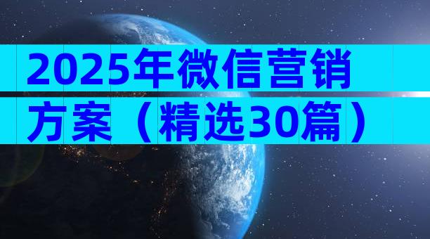 2025年微信营销方案（精选30篇）