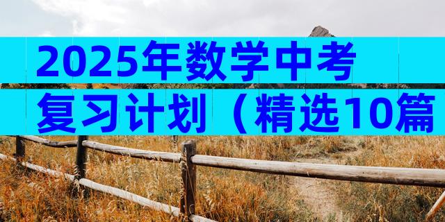 2025年数学中考复习计划（精选10篇）