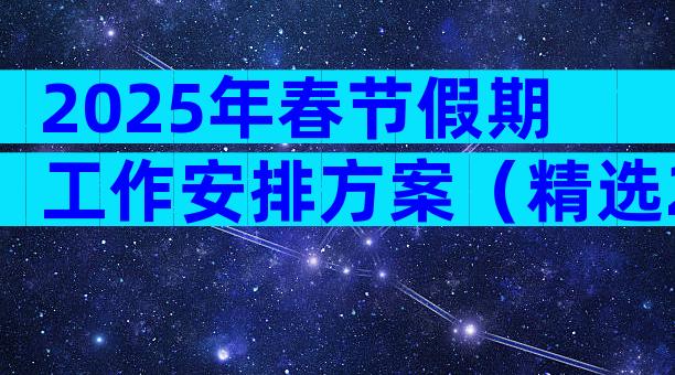2025年春节假期工作安排方案（精选29篇）