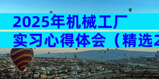 2025年机械工厂实习心得体会（精选28篇）