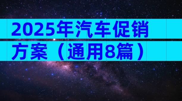 2025年汽车促销方案（通用8篇）