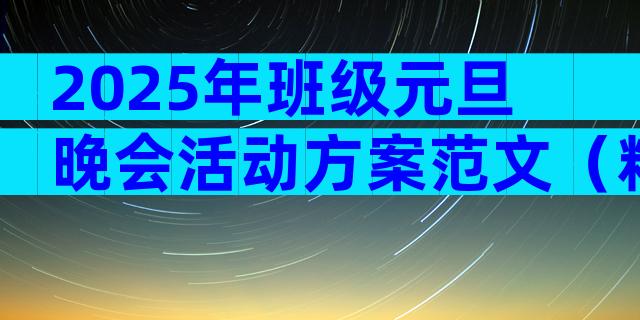 2025年班级元旦晚会活动方案范文（精选33篇）