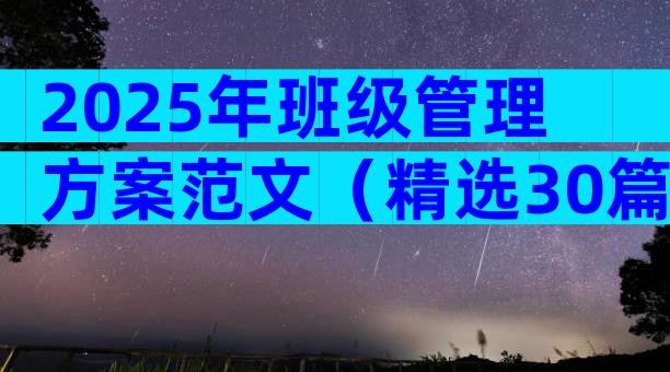 2025年班级管理方案范文（精选30篇）