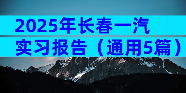 2025年长春一汽实习报告（通用5篇）